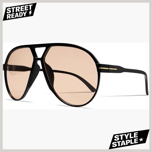 Retro Aviator Sunglasses Oversized Square Frame UV Protection Unisex
